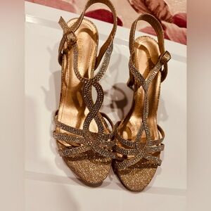 Sexy Gold Strappy Women's Heels Great For Valentine's Day, Birthday Parties